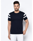 Striped Print Half Sleeves Round Neck T-shirts For Men's